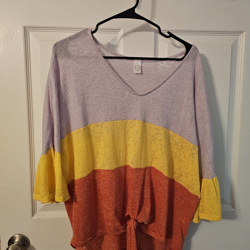 Colorful V-Neck Women's Top